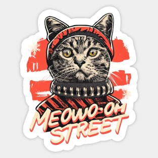 Meow Street Cat Vintage Sticker